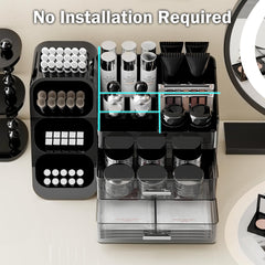 UFORU makeup organizer durable material resists spills for daily countertop use.