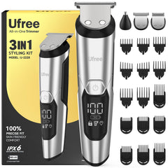 Ufree 3-in-1 beard trimmer kit with travel pouch for organized on-the-go grooming