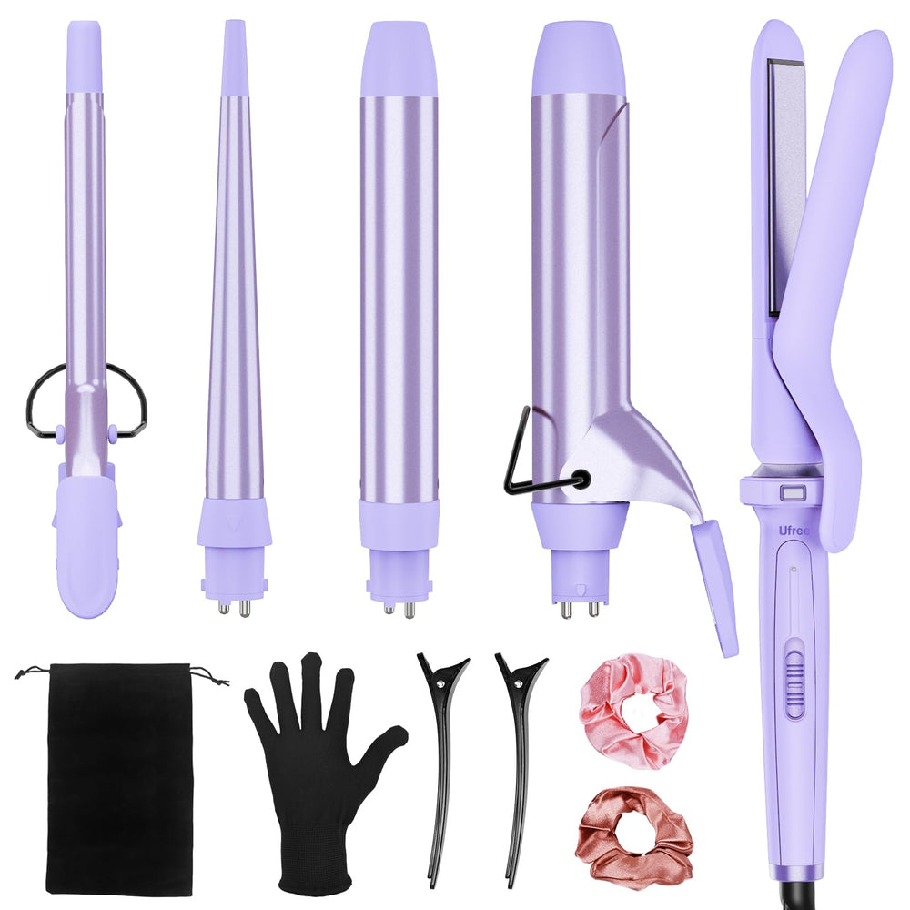 Ufree 5-in-1 curling iron set with tapered barrel for versatile styling options