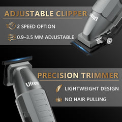 Ufree beard trimmer fine T-blade closeup demonstrates precise edging and detail.