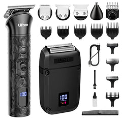 Ufree beard trimmer set assembled shows all-in-one grooming versatility for face and body.