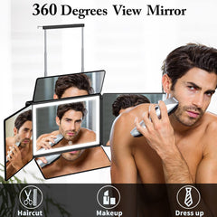 UHdod 5-way mirror shows full 360° view for accurate haircut planning.