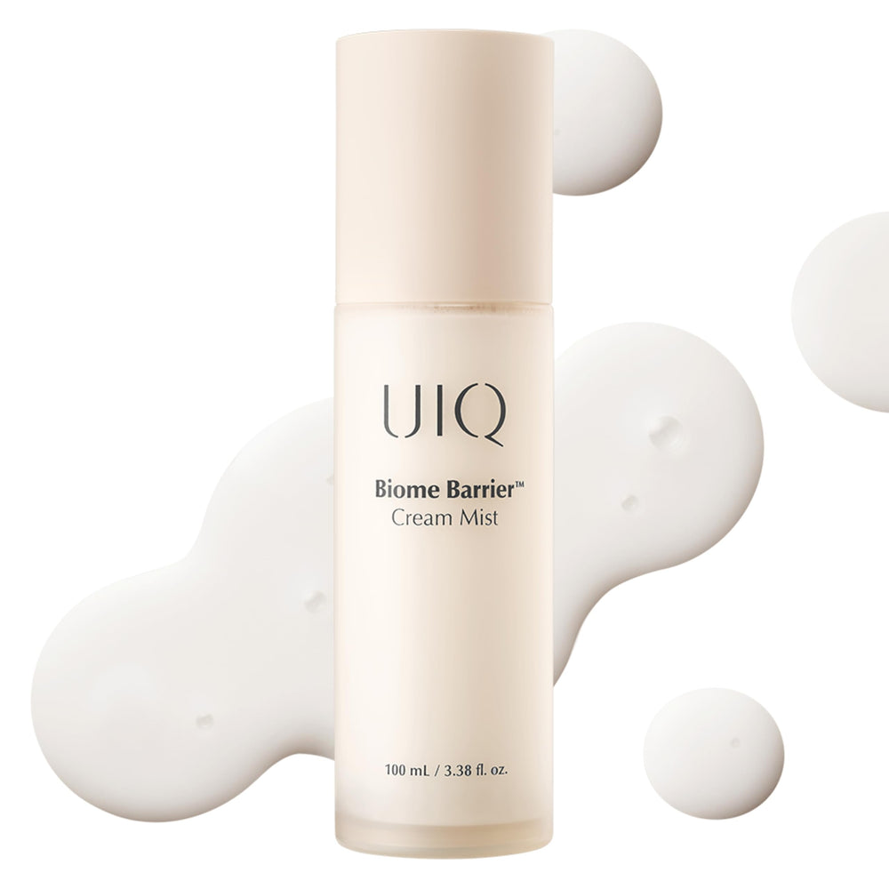 UIQ Biome Barrier Cream Mist pump delivers quick hydration with a smooth, non-sticky feel.