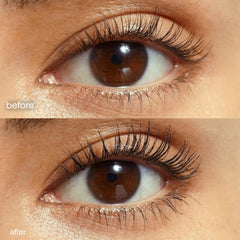 UKLASH curler demonstrating lashes before and after for noticeable lifted, elongated look