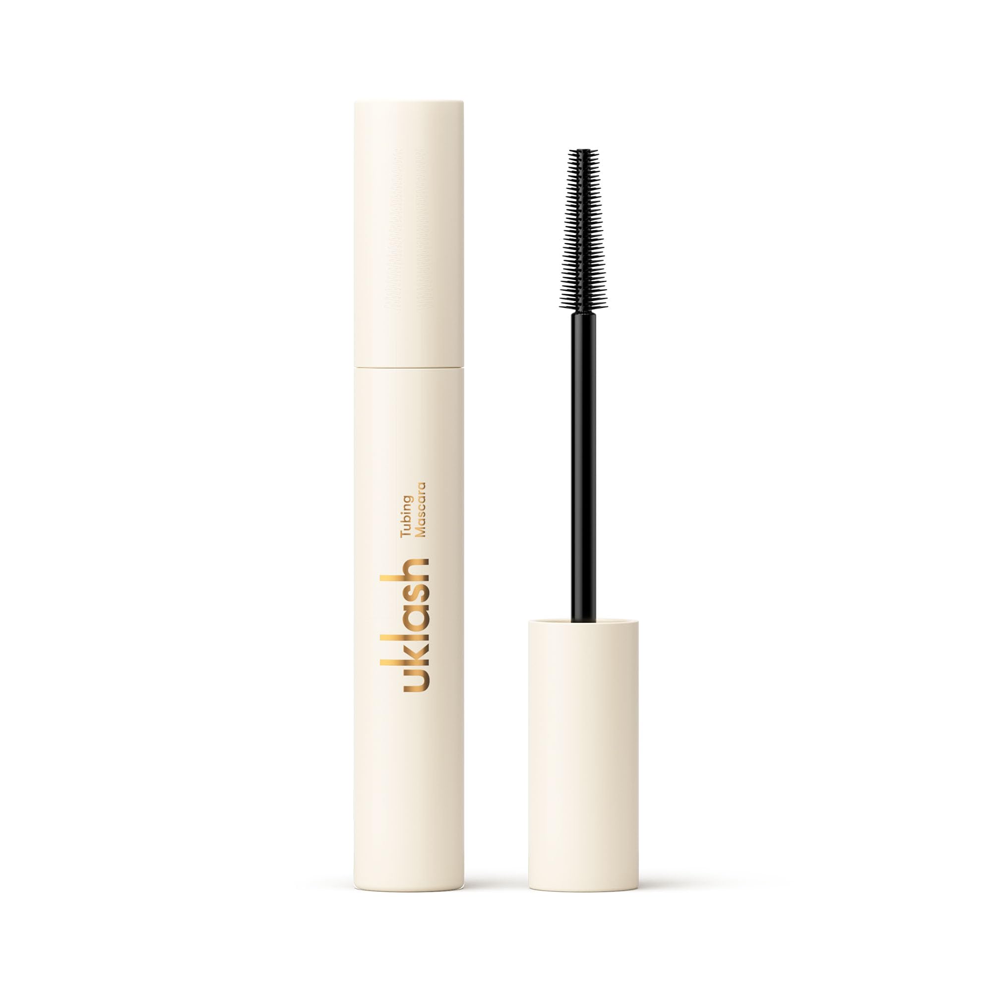 UKLASH mascara front packaging in Mocha Brown showing sleek tube and shade benefit