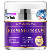 UKVOA retinol neck cream bottle on vanity for daily firming routine