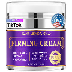 UKVOA retinol neck cream bottle on vanity for daily firming routine