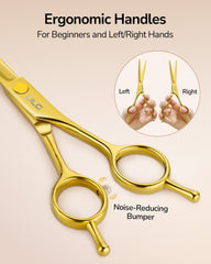 ULG barber scissors ergonomic handle shown in use for comfortable cutting