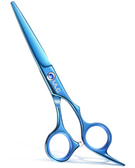 ULG hair cutting scissors in navy held for precise trimming at home or in the salon.