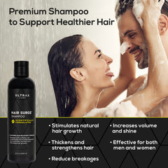 Ultrax Labs Hair Surge foamy lather cleanses scalp and adds volume