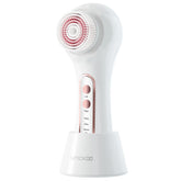 Umickoo Face Scrubber with left rotation for deep pore cleansing around nose and chin.