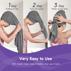 UmiSleep hair towel wrap with elastic band securely fitting on the head