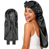 Umisleep silk bonnet close-up fabric shows luxurious 22 momme silk for gentle hair care