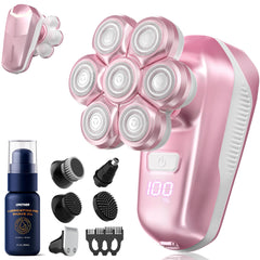 umither electric shaver 7D heads closeup highlights precise contour shaving for face and body