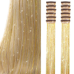Umylar 20-inch glitter tinsel extensions add length and sparkle for everyday or party looks.