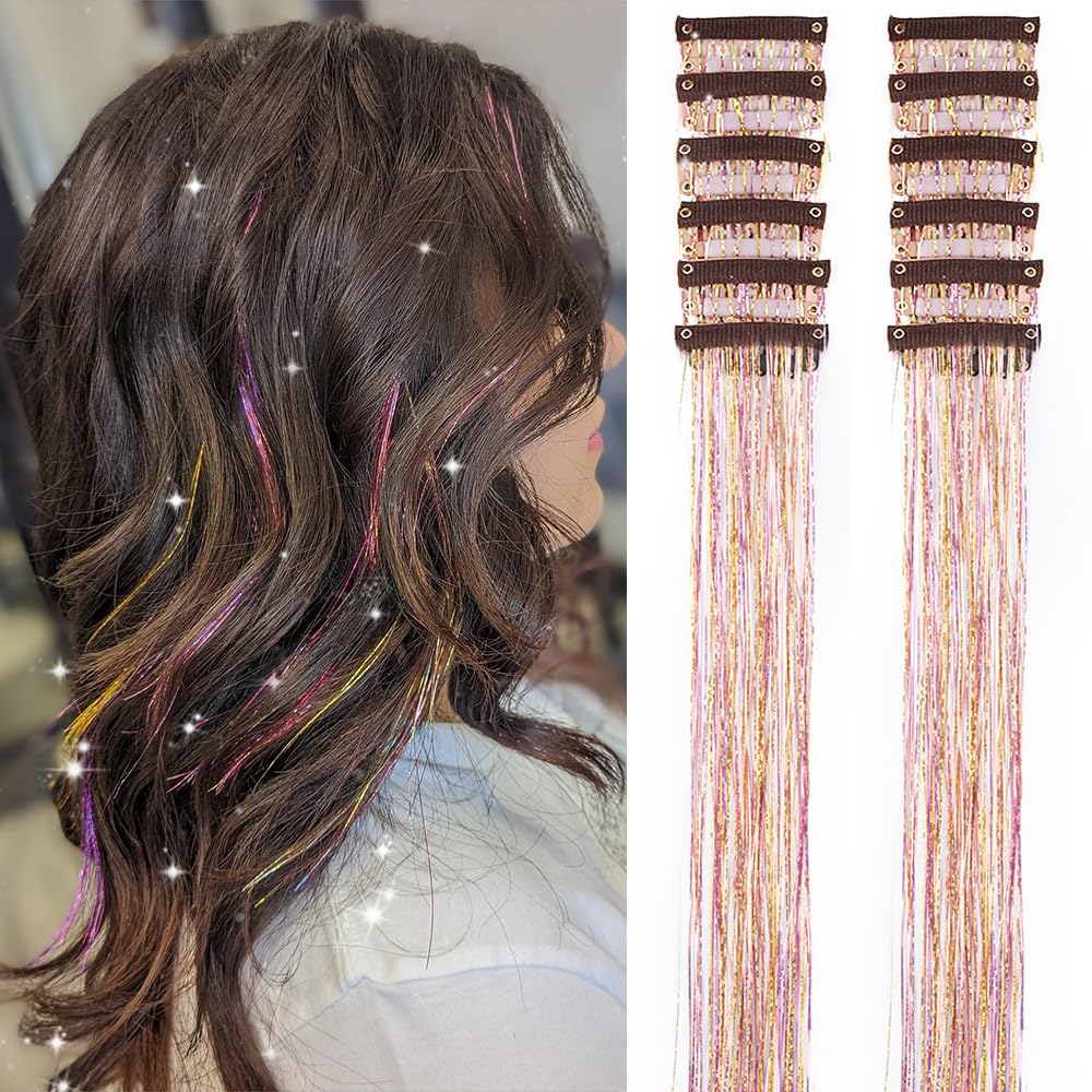 Umylar Gold Hair Tinsel Pack 12pcs shimmering for quick glam accents