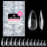 UNA GELLA almond gel nail tips full cover for seamless DIY nails with natural shine.