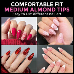 UNA GELLA almond tips 12 sizes top highlights versatile fit for every nail