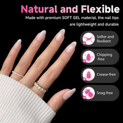 UNA GELLA clear-cover almond nail tips suited for transparent nail art