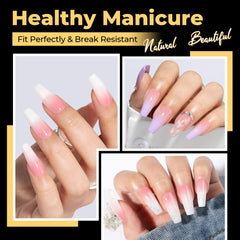 UNA GELLA coffin tips inner-texture close-up improves nail adhesion.