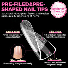 UNA GELLA Extra Short Squares tips lineup shows precise sizing.