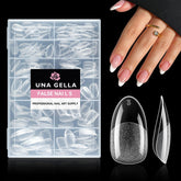 UNA GELLA medium oval fake nails pack front view with clear full-coverage tips for salon-at-home looks