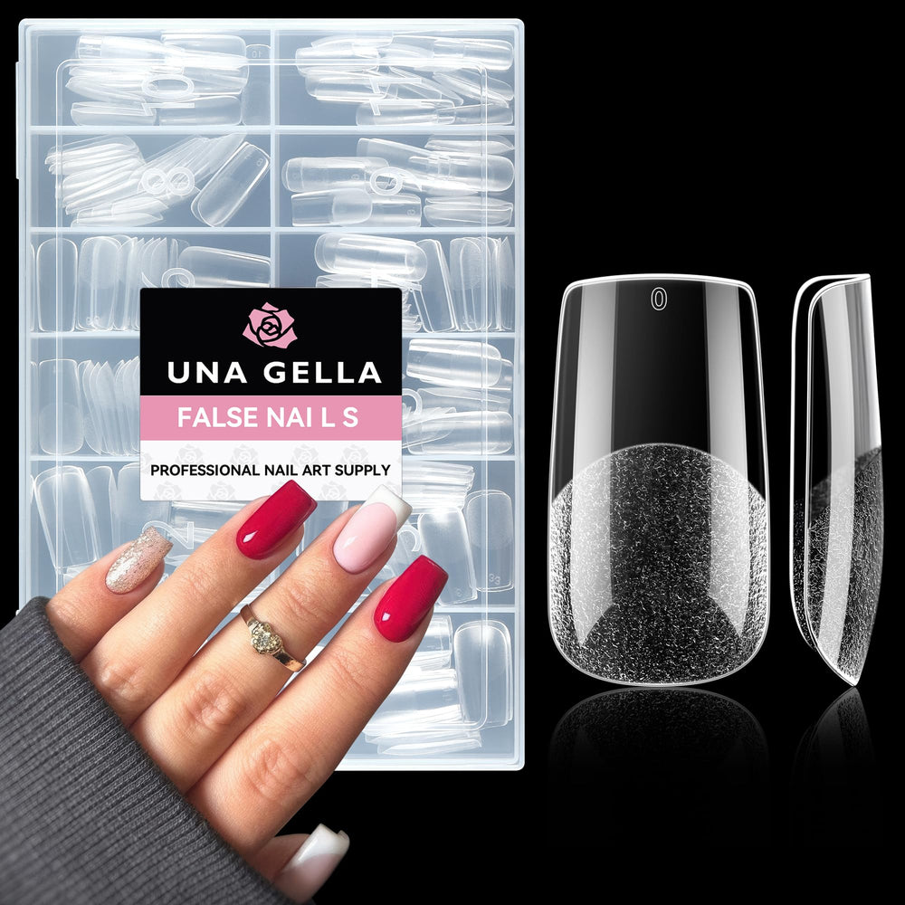 UNA GELLA medium square nail tips 216pcs pack ideal for easy home manicures.