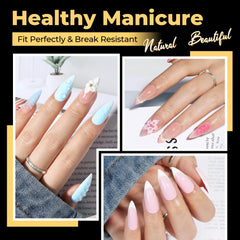 UNA GELLA application steps with tips viewed for easy nail tips application