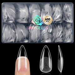 UNA GELLA medium stiletto tips full cover 600pcs show precise almond shape for extensions