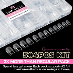 UNA GELLA Nail Tips Square 12 sizes, easy pick for diverse nails.