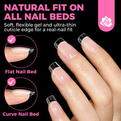 UNA GELLA Nail Tips Square pre-etched, no filing required for fast polish-ready nails.