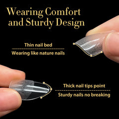 UNA GELLA natural-fit almond nail tips with thin back edge for comfortable wear