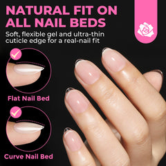 UNA GELLA natural-fit short tips with thin back edge and thick front edge.
