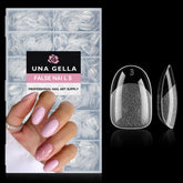 UNA GELLA oval-round nail tips packaging shows half-matte design for fast color application