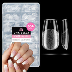 UNA GELLA packaging image shows quick-start at-home manicure with a large tips set.