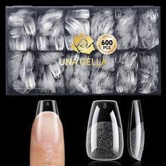 UNA GELLA short coffin tips 600pcs box for quick at-home nail extensions