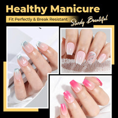 UNA GELLA soft gel coffin tips with press-fit for painless nail enhancements