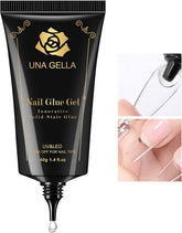 UNA GELLA solid nail glue bottle closeup for quick tip adhesion