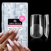 UNA GELLA square fake nails packaging shows clear tips for at-home salon look.