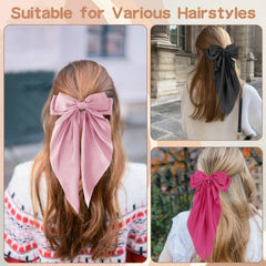 Unbednigt large bow hair clip on hair demonstrates secure grip for all-day wear.