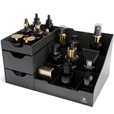 Uncluttered Designs large black vanity organizer top view showing roomy storage for daily setup and easy cleanup