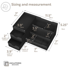 Uncluttered Designs large black organizer with cologne bottles demonstrates organized bathroom storage