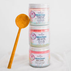 Unicorn Dreams mango-pineapple-vanilla bar highlights tropical scent for mood-boosting wash.