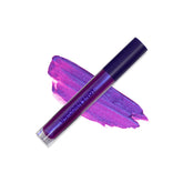 UNICORN SNOT Liquid Metal Lip Paint Atomic Purple closeup shows bold metallic pigment for statement lips.