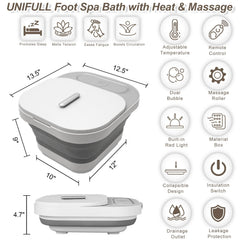 UNIFULL foot spa bubble function image highlights soothing bubbles for enhanced foot relaxation.