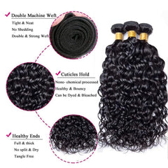UNILO water wave bundles 16-inch natural black dramatic length and smooth blend