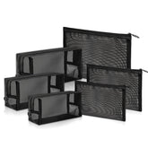 Unoutur mesh cosmetic bag set, six pieces, transparent design for organized travel access
