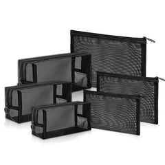 Unoutur mesh cosmetic bag set, six pieces, transparent design for organized travel access