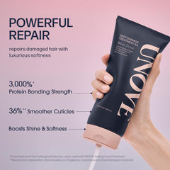 UNOVE Deep Damage Treatment Ex jar displays rich mask texture for deep conditioning