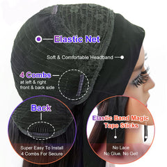Unvizossa headband wig straight 18in side view demonstrates lightweight daily wear